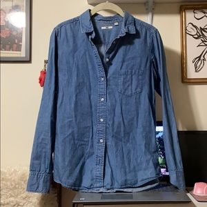 Uniqlo deep blue denim button up